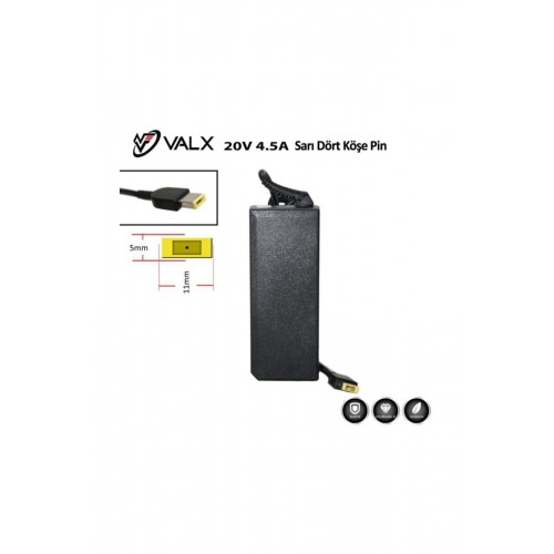 Valx LA-20075 20V 4.5A Sarı Dört Köşe Pin Notebook Adaptör