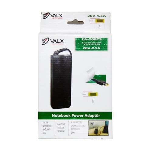 Valx LA-20075 20V 4.5A Sarı Dört Köşe Pin Notebook Adaptör