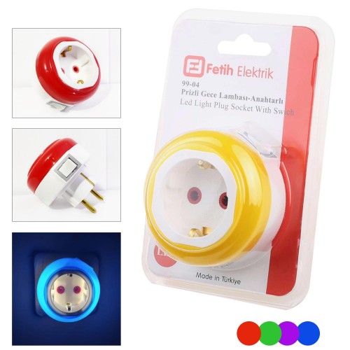 Fetih Gece Lambası Prizli Led Anahtarlı 99-04 KIRMIZI-MAVİ- YEŞİL-SARI
