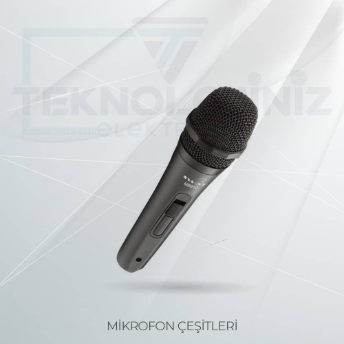 MB910 - MİKROFON EL TİPİ SİYAH PLASTİK GÖVDELİ